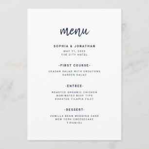 Menu Script minimaliste moderne blanc et marine   MARIA