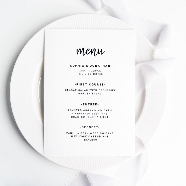 Menu Script minimaliste moderne | MARIAGE (Créateur téléchargé)