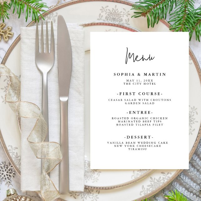Menu Script minimaliste moderne | MARIAGE (Créateur téléchargé)