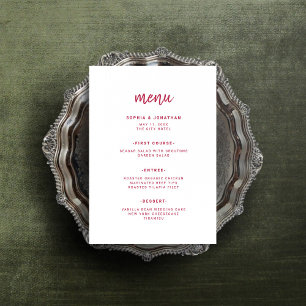Menu Script minimaliste moderne   Mariage rouge magenta