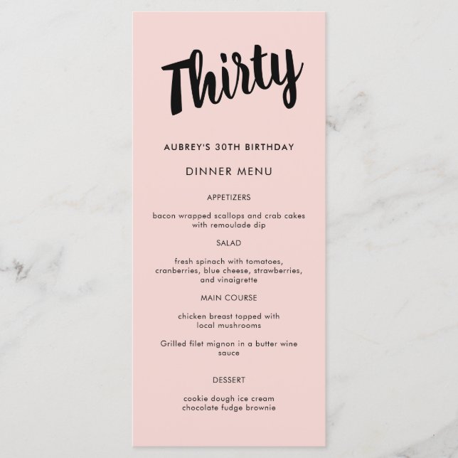 Menu Script moderne Chaque année 30e fête d'anniversair (Devant)