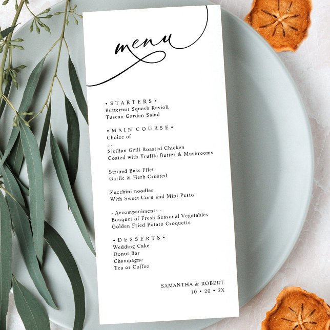 Menu Script moderne élégant Mariage noir et blanc (Créateur téléchargé)