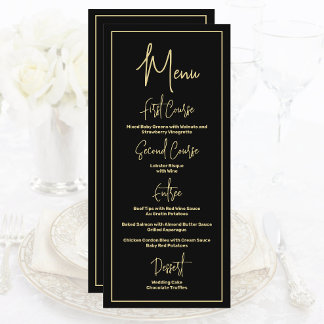 Menu Script moderne minimaliste noir et or
