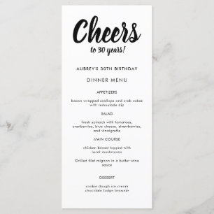 Menu Script moderne N'importe quelle année 30e fête d'a