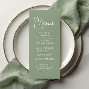 Menu Script moderne Sage Oh Baby Baby shower simple