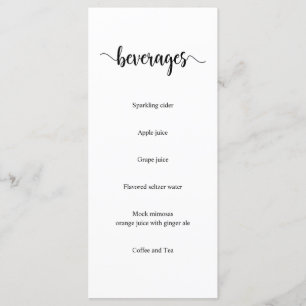 Menu Script Rustique Noir moderne, Boissons Mariages
