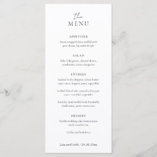 Menu Script simple élégant minimaliste Mariage classiqu