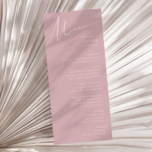 Menu Script Whimsical   Dîner Mariage Rose Dusty