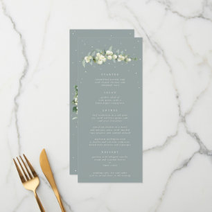 Menu Seafoam Snowberry+Eucalyptus 4 Parcours Mariage pl