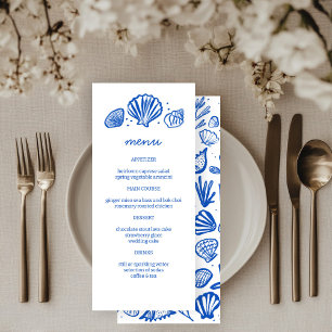 Menu Seashells Frame Beach Wedding Fête PERSONNALISÉE