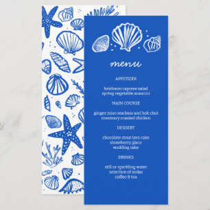 Menu Seashells Frame Beach Wedding Fête PERSONNALISÉE