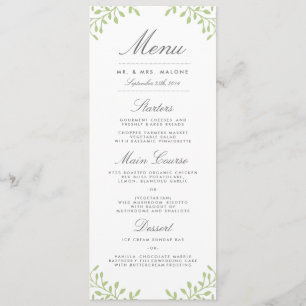 Menu Secret Garden Wedding Dinner Menu - Vert