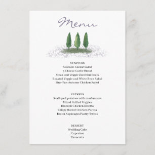 Menu Service de Mariage de Lavande d'arbre forestier