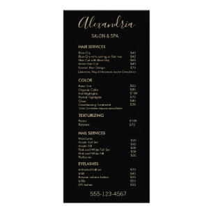 Menu Service Salon Noir Simple Script