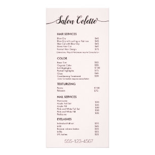Menu Service Spa du Salon Simple Pink Script