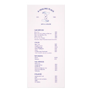 Menu Service Spa Salon Healing Hands