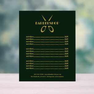 Menu Services modernes Barbier Vert Liste des prix