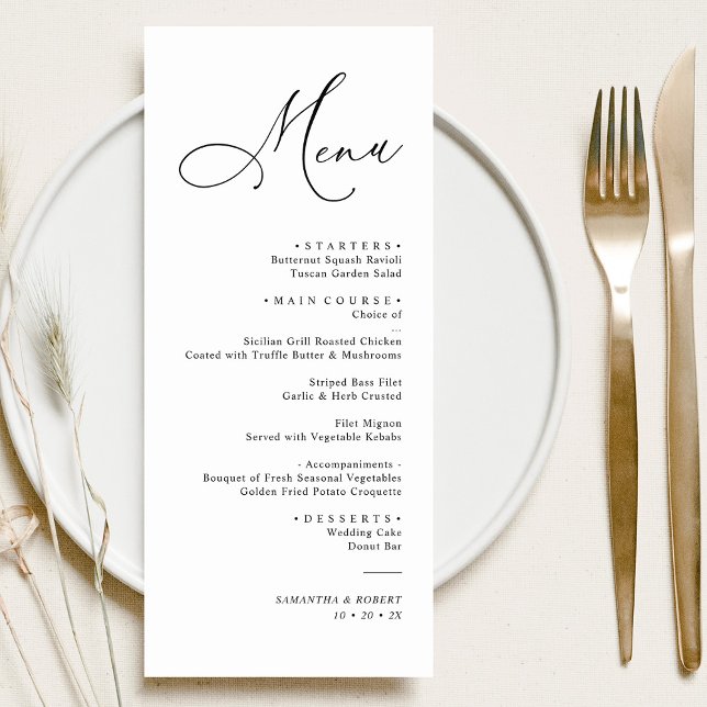 Menu Simple Calligraphie Script Blush Mariage Dîner (Créateur téléchargé)