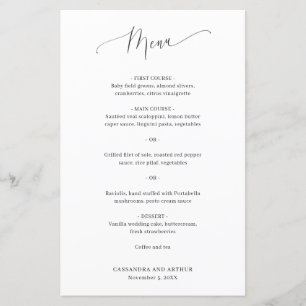 Menu Simple Classique Mariage Élégant