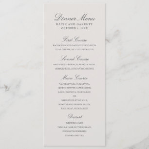 Menu Simple Couleur Uni Élégant Gris Mariage