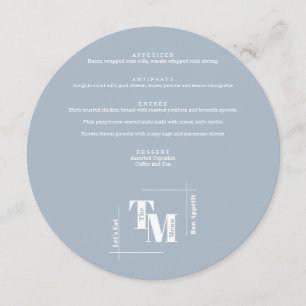 Menu Simple Dusty Bleu Moderne Chic Mariage Merci