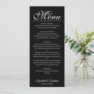 Menu Simple Elegance Classic Mariage noir