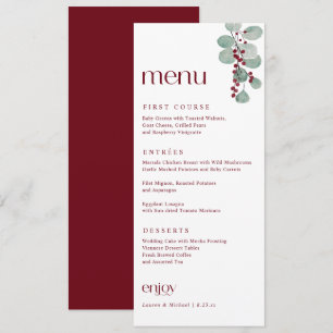 Menu Simple Elegant Bourgogne Mariage de Noël d'hiver