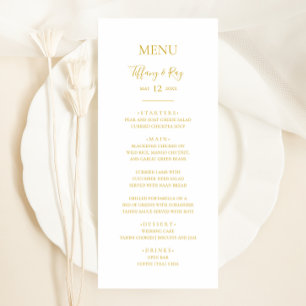 Menu Simple Elegant Gold Mariage Dinner Menu
