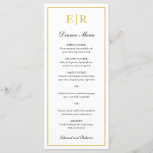 Menu Simple Élégant Monogramme Formel Mariage