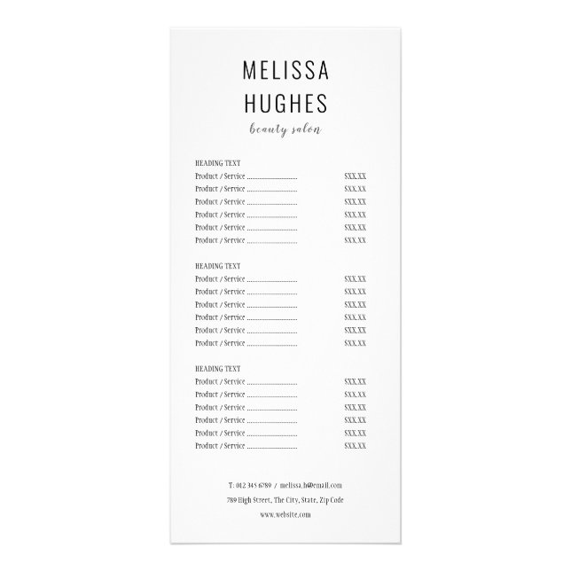 Menu Simple Elegant Salon noir et blanc (Devant)