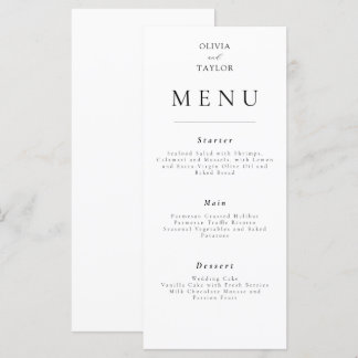 Menu Simple Elegant Wedding/Event