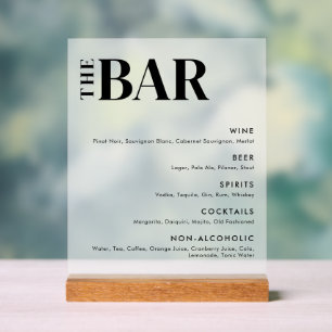 Menu simple et moderne de la barre Mariage