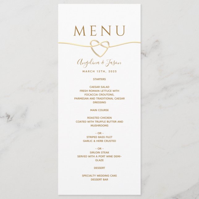 Menu Simple Mariage en Or (Devant)