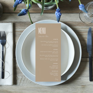 Menu Simple minimaliste Beige Mariage moderne