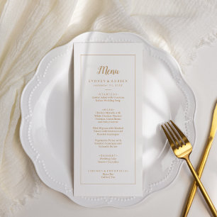 Menu Simple Minimaliste Dîner Mariage Gold Frame