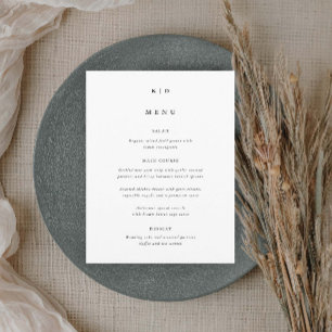 Menu Simple minimaliste Mariage noir et blanc