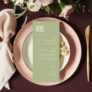 Menu Simple minimaliste Mint vert Mariage moderne