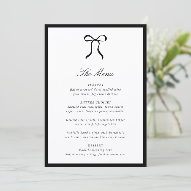 Menu Simple Nœud Papillon Mariage Classique (Debout devant)