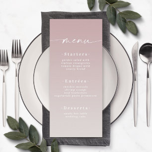 Menu Simple Ombre Mauve & Gardenia Mariage blanc