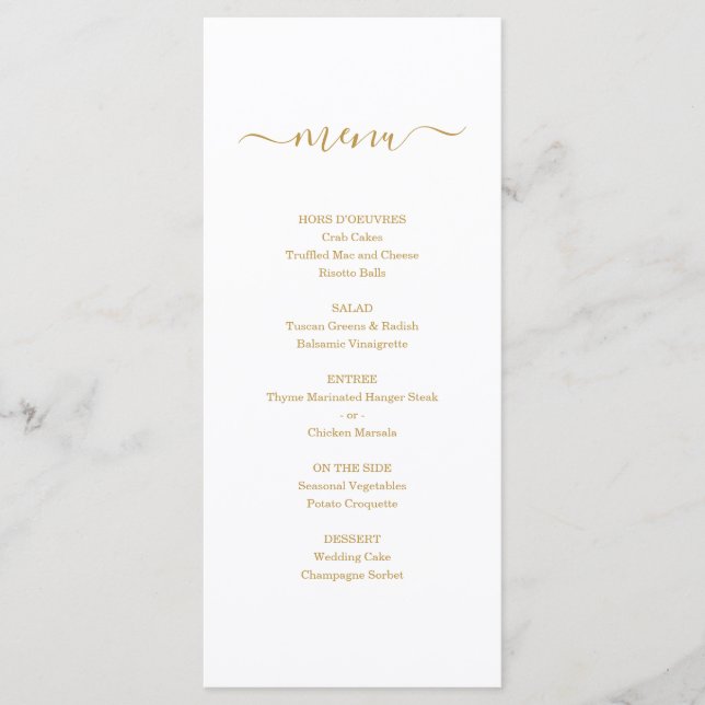 Menu simple pour Mariage ou autre occasion spécial (Devant)