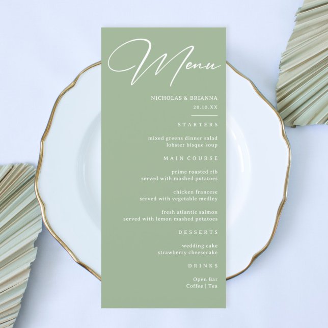 Menu Simple Sage Green Wedding (Créateur téléchargé)