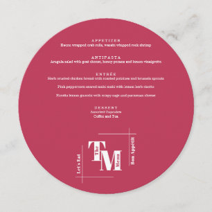 Menu Simple Viva Magenta Moderne Chic Merci Mariage
