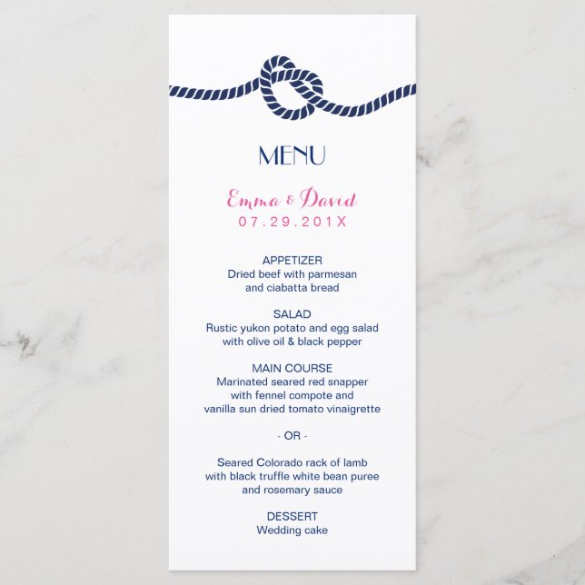 Menu Simplicité de jonction du noeud Classy Mariage men (Devant)