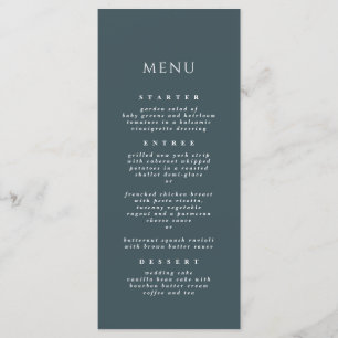 Menu Slate Blue Chic Élégant Dîner Moderne Mariage