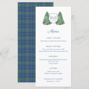 Menu Smart Tartan Winter Wedding Engagement Party
