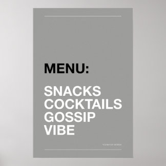 MENU : SNACKS – Affiche de cuisine drôle