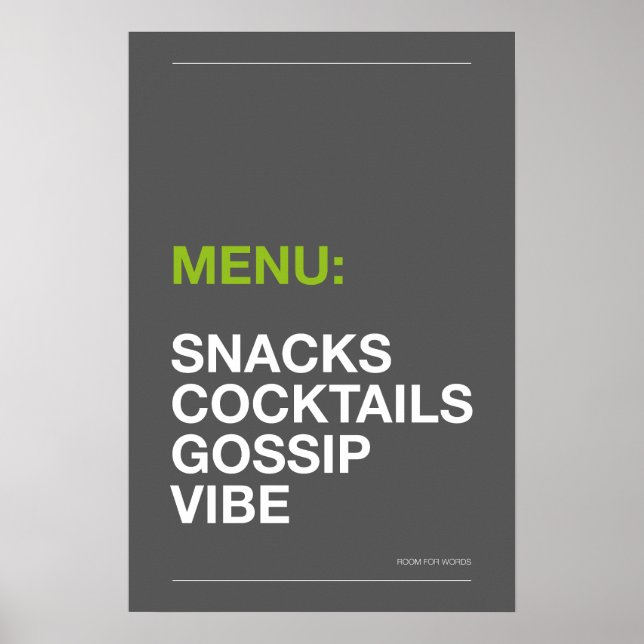 MENU: SNACKS – Funny Kitchen Poster (Front)