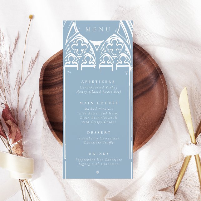 Menu Snowy Gothique Hiver Fairytale Noël Bleu (Créateur téléchargé)