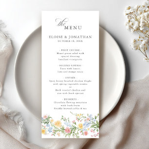 Menu Soft Pastel Ornate Spring Garden Floral Mariage