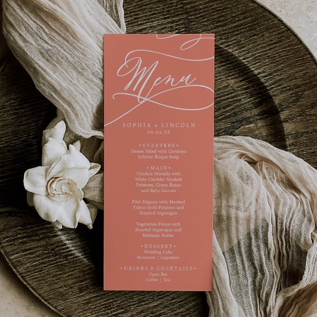 Menu SOPHIA Romantic Bright Coral Mariage d'été (SOPHIA Romantic Bright Coral Summer Wedding Menu)